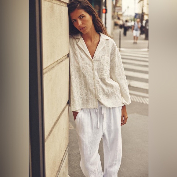 Zara Tops - Zara TEXTURED PYJAMA-STYLE BLOUSE